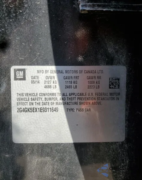 2014 Buick Regal z USA, uszkodzony, nr VIN 2G4GK5EX1E9311649